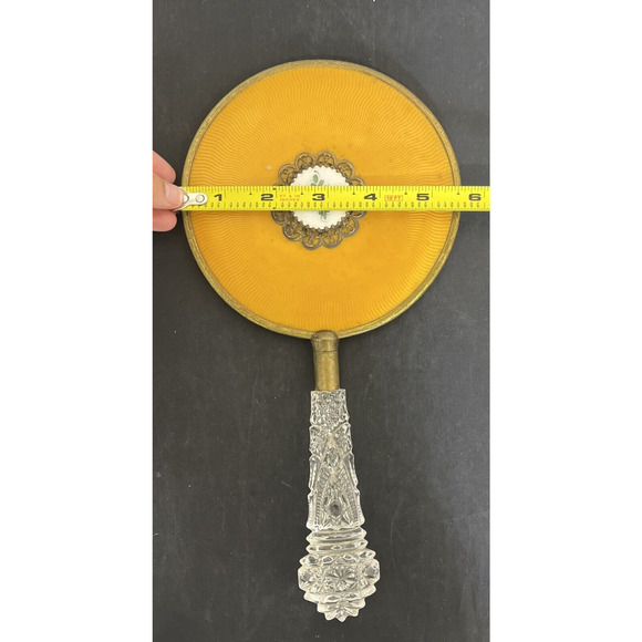 Vintage Hand Mirror Stunning Crystal Handles ~ Rose Design on face FS Charity - Picture 7 of 7